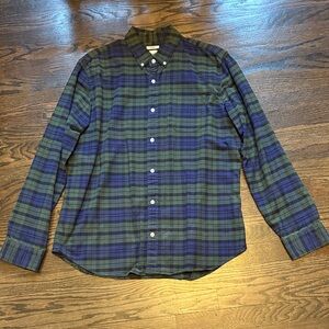GAP Blue and Green Plaid Button-Down Shirt